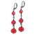 1928 Jewerly Black-Plated Graduated Red Faceted Glass Beads Dangle Leverback Drop Earrings, 64 mm - View 2