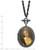 1928 Jewelry Black-Plated 47 mm Oval Locket with Victorian Woman 30 Inch Necklace Holds 2 Photos - View 3