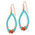 1928 Jewelry Copper-Tone Aqua and Brown Acrylic Beads Teardrop Dangle French Wire Earrings, 46 mm - View 2