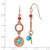 1928 Jewelry Copper-Tone Textured and Hammered Aqua and Brown Acrylic Beads Dangle French Wire Earrings, 46 mm - View 3