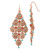 1928 Jewelry Copper-Tone Filigree Pear Shaped and Aqua and Brown Acrylic Beads Dangle Chandelier Drop French Wire Earrings, 76 mm