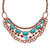 1928 Jewelry Copper-Tone Textured Link Aqua and Brown Acrylic Beads Graduated Four Row 16 Inch Necklace with 3 Inch Extension