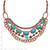 1928 Jewelry Copper-Tone Textured Link Aqua and Brown Acrylic Beads Graduated Four Row 16 Inch Necklace with 3 Inch Extension - View 2