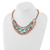 1928 Jewelry Copper-Tone Textured Link Aqua and Brown Acrylic Beads Graduated Four Row 16 Inch Necklace with 3 Inch Extension - View 3