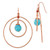 1928 Jewelry Copper-Tone Double Circle Brown and Aqua Acrylic Beads Dangle French Wire Earrings, 71 mm