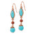1928 Jewelry Copper-Tone Aqua Blue and Brown Acrylic Beads Dangle French Wire Earrings, 55 mm - View 2