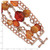 1928 Jewelry Copper-Tone Link and Multicolored Brownand Orange Faceted Acrylic Beads Wide Six Row 8 Inch Toggle Bracelet - View 3