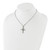 Symbols of Faith Silver-Tone Ornate Center with Clear Crystal Accent and Baguette-Cut Crystals Cross 18 Inch Necklace - View 4