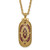 Symbols of Faith Gold-Tone Filigree Red Enameled with Red Swarovski Crystal Accent Hidden Cross When Opened 30 Inch Necklace