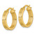 10K Yellow Gold Hollow Polished and Grooved 4.00 x 18 mm Tube Hoop Earrings, 19.75 mm Long - View 2