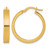 10K Yellow Gold Hollow Polished and Grooved 4.00 x 24 mm Tube Hoop Earrings, 25 mm Long