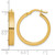 10K Yellow Gold Hollow Polished and Grooved 4.00 x 24 mm Tube Hoop Earrings, 25 mm Long - View 3