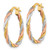 10K Yellow Gold Hollow with Rose and White Rhodium Polished Twisted 2.00 x 24 mm Tube Hoop Earrings - View 2