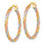 10K Yellow Gold Hollow with Rose and White Rhodium Polished Twisted 2.00 x 28 mm Tube Hoop Earrings, 30 mm Long - View 2