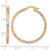 10K Yellow Gold Hollow with Rose and White Rhodium Polished Twisted 2.00 x 34 mm Tube Hoop Earrings, 35 mm Long - View 3