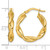10K Yellow Gold Hollow Polished Twisted 4.00 x 22 mm Tube Hoop Earrings, 23 mm Long - View 3