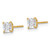 10K Yellow Gold Polished 4.00 mm Square Princess Cubic Zirconia Stud Stud Earrings, 4 mm Long - View 2