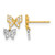 10K Two-Tone Gold Double Butterfly with White Cubic Zirconia Dangle Earrings, 9.3 mm