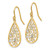 10K Yellow Gold and White Rhodium Diamond-Cut Filigree Teardrop Shepherd Hook Dangle French Wire Earrings, 32 mm - View 2