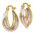 10K Tri-Color Gold Hollow Polished Hinged Hoop Earrings, 22 mm - View 2