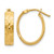 10K Yellow Gold Hollow Polished and Diamond-Cut Oval Hinged Hoop Earrings, 20 mm