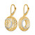 Rhodium-Plated 10K Two-Tone Gold Polished and Satin Leverback Drop Earrings, 30 mm - View 2