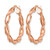 10K Rose Gold Hollow Polished Twisted Hoop Earrings, 27 mm - View 2