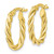 10K Yellow Gold Hollow Polished and Textured Gold Hoop Earrings, 18 mm - View 2