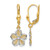 10K Yellow Gold Rhodium-Plated Polished Diamond-Cut Filigree Flower Leverback Drop Earrings, 20.75 mm