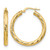 10K Yellow Gold Hollow 3 x 25 Diamond-Cut Round Hoop Earrings, 25 mm