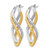 10K Yellow Gold with Rhodium Polished and Diamond-Cut Twist Hoop Earrings, 29 mm - View 2