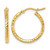 10K Yellow Gold Hollow Diamond-Cut 2 mm Round Tube Hoop Earrings, 20 mm Long