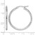Rhodium-Plated 10K White Gold Hollow Diamond-Cut 2 mm Round Tube Hoop Earrings, 30 mm Long - View 5
