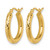 10K Yellow Gold Hollow Diamond-Cut 3 mm Round Hoop Earrings, 20 mm Long - View 2