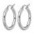 Rhodium-Plated 10K White Gold Hollow Diamond-Cut 3 mm Round Hoop Earrings, 25 mm Long - View 2
