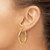 10K Yellow Gold Hollow Diamond-Cut 3 mm Round Hoop Earrings, 30 mm Long - View 3