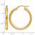 10K Yellow Gold Hollow Diamond-Cut 3 mm Round Hoop Earrings, 30 mm Long - View 5