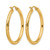 10K Yellow Gold Hollow Diamond-Cut 3 mm Round Hoop Earrings, 35 mm Long - View 4