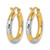 10K Yellow Gold with Rhodium Diamond Cut 3 mm Hoop Earrings, 20 mm Long - View 4