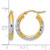 10K Yellow Gold with Rhodium Diamond Cut 3 mm Hoop Earrings, 20 mm Long - View 5