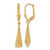 10K Yellow Gold Hollow Polished and Textured Leverback Dangle Earrings, 34.5 mm