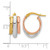 10K Yellow Gold Hollow with White Rhodium and Rose Gold Plating Polished 3 Row Oval Hoop Earrings, 18 mm - View 4