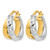 10K Yellow Gold Hollow with White Rhodium Polished and Diamond-Cut Hoop Earrings, 19.25 mm - View 2