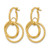 10K Yellow Gold Hollow Polished and Twisted Dangle Circles Hoop Drop Earrings, 31.6 mm - View 2