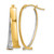 10K Yellow Gold Hollow with White Rhodium Polished and Textured Fancy Hoop Earrings, 30 mm