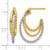 10K Yellow Gold Hollow with White Rhodium Polished/Twisted Oval J-Hoop Post Earrings, 26.25 mm - View 4