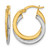 10K Yellow Gold Hollow with Rhodium Polished and Textured Fancy Hoop Earrings, 20.25 mm