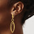 10K Yellow Gold Hollow Polished and Textured Oval Dangle Leverback Drop Earrings, 62 mm - View 3