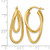 10K Yellow Gold Hollow Polished and Textured Hinged Hoop Earrings, 28 mm - View 3
