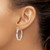 Rhodium-Plated 10K White Gold Hollow Diamond-Cut Edge Medium 3 mm Polish Hoop Earrings, 25 mm Long - View 3